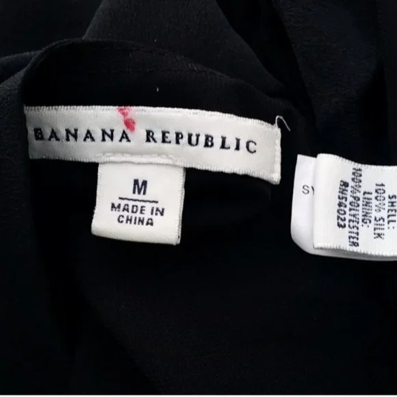 Dress Silk Tiered Festival Black Charcoal Grey Sz M BANANA REPUBLIC - Picture 4 of 4